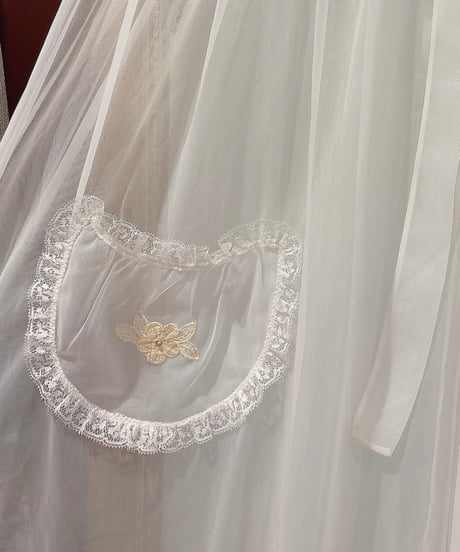 60s vintage flower lace see-through gown dress