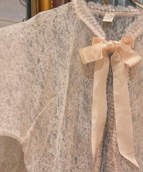 60s vintage lace satin ribbon gown tops