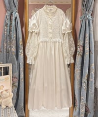 80s vintage flower embroidered satin dress