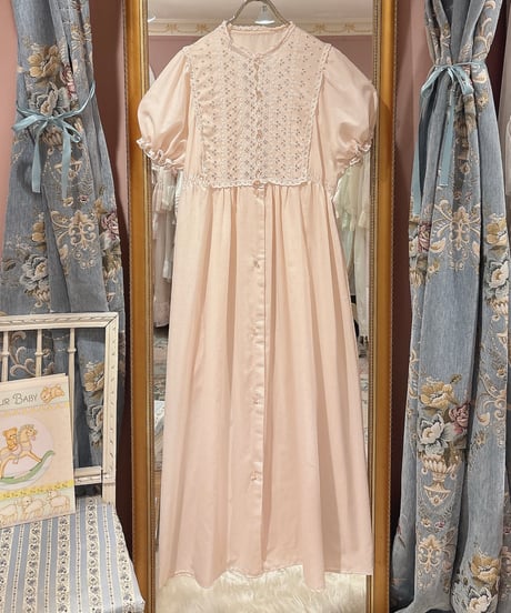 70s vintage flower embroidered dress