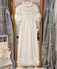 70s vintage scallop&flower embroidered dress