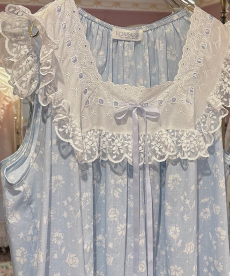 80s vintage satin ribbon lace-up no sleeve flower dress