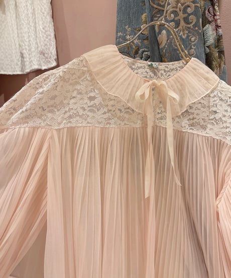 60s vintage see-through pleats gown tops