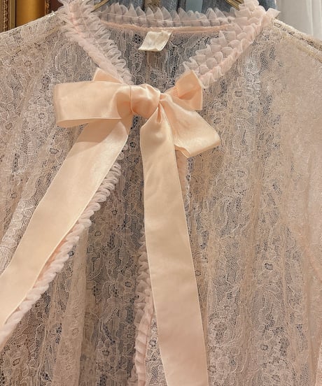 60s vintage lace satin ribbon gown tops