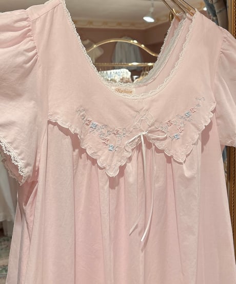 80s vintage ribbon&flower embroidered dress