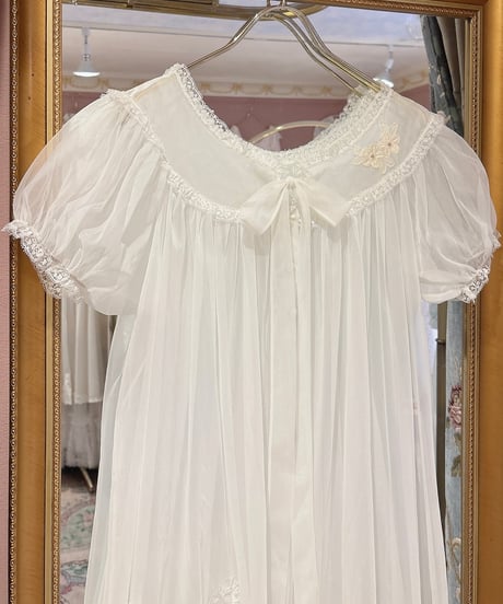 60s vintage flower lace see-through gown dress