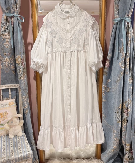 80s vintage flower embroidered no sleeve dress