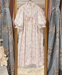 80s vintage ribbon&rose pattern dress