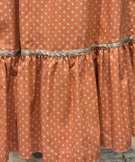 70s vintage patch work puff sleeve dress