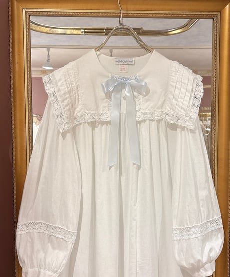 70s vintage sailor collar white cotton dress