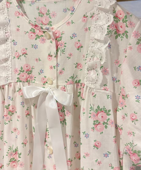 80s vintage pink flower pattern dress