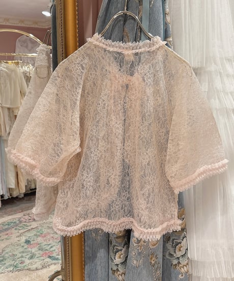 60s vintage lace satin ribbon gown tops