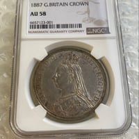 NGC鑑定AU58 ジュビリーヘッド 1887年 クラウン銀貨 ヴィクトリア女王 シルバー アンティークコイン イギリス 英国 ハーフではない Royal Mint Victoria
