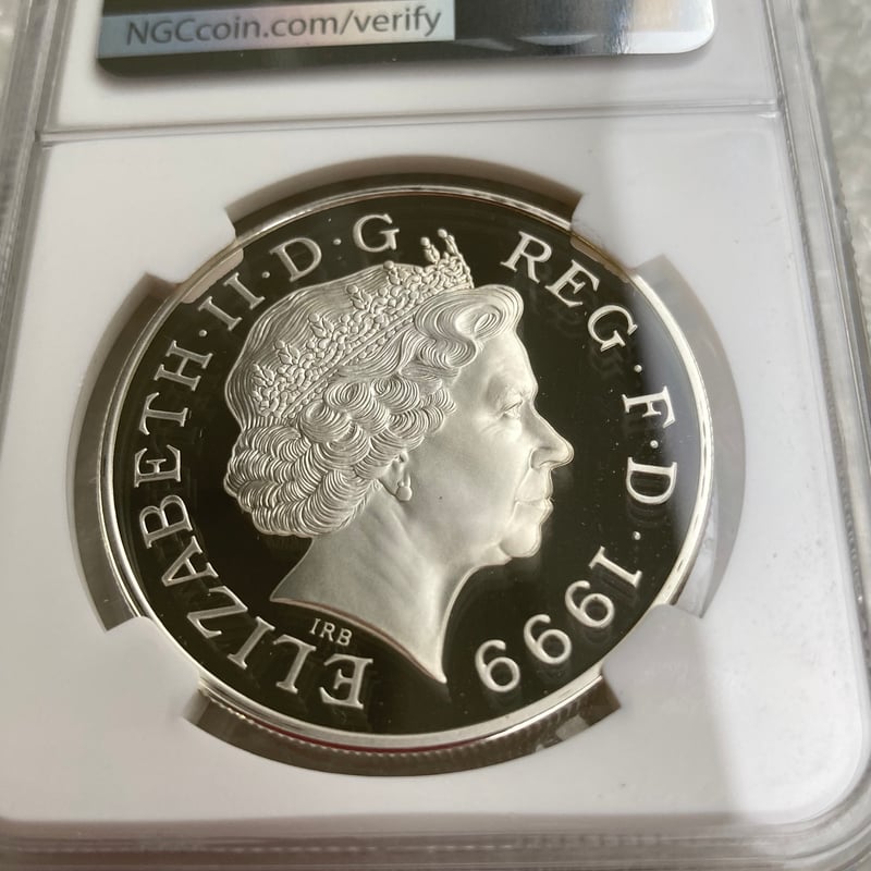 NGC鑑定PF69UC 1999年 イギリス ダイアナ妃追悼祈念 5ポンド銀貨