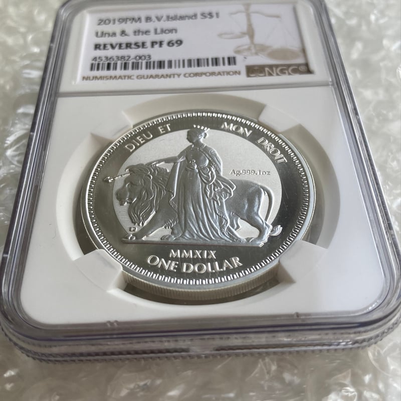 英領ヴァージン諸島2019年/ウナとライオン 1オンス銀貨PF69（単年度発行） NGC鑑定PF69】ウナとライオン 2019 イギリス領 ヴァージン諸島 1オンス