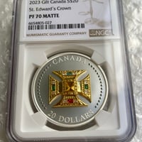 NGC鑑定PF70 カナダ造幣局 聖エドワード王冠・クラウン銀貨 2023年 マットプルーフシルバーコイン 20ドル ロイヤル カナディアンミント