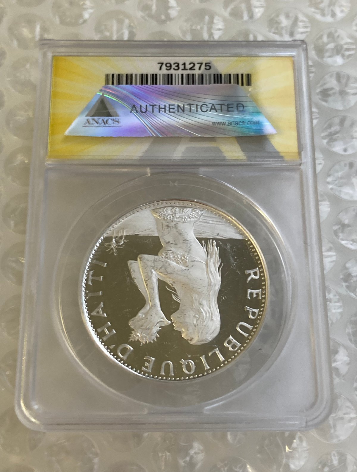 1974年 ハイチ 貝を持つ少女 マーメイド 50グールド銀貨 シルバー