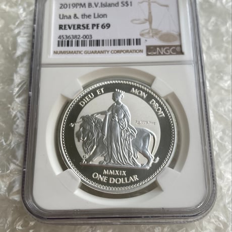 【NGC鑑定PF69】ウナとライオン 2019 イギリス領 ヴァージン諸島 1オンス 1ドル銀貨 1oz シルバーコイン リバースプルーフ 英国 BVI Una Lion