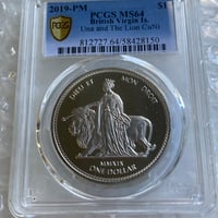 ウナとライオン 2019年 イギリス領 ヴァージン諸島 PCGS鑑定MS64 ニッケル硬貨 コイン 英国 Una Lion BVI nickel