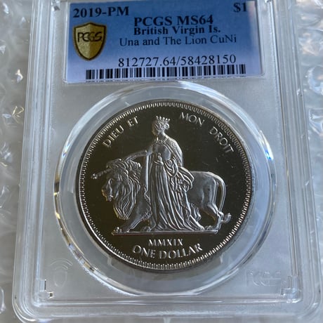 ウナとライオン 2019年 イギリス領 ヴァージン諸島 PCGS鑑定MS64 ニッケル硬貨 コイン 英国 Una Lion BVI nickel