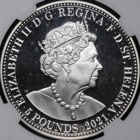 NGC鑑定PF70 スリーグレイセス イギリス領セントヘレナ 2021年 5ポンド パターン銀貨 シルバー プルーフコイン ウナとライオンのワイオン作