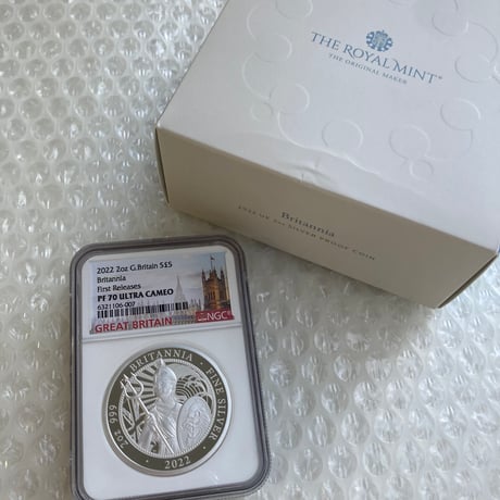 【2oz・最高評価】 NGC鑑定PF70 2オンス銀貨 ロイヤルミント 2022年 ブリタニア銀貨 5ポンド シルバー プルーフコイン Royal Mint Britannia