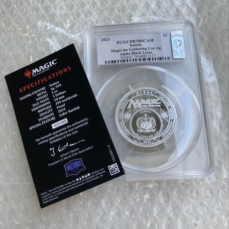 【2oz・アルファ版】 MTG公式 ブラックロータス マジックザギャザリング PCGS鑑定PR70 サモア造幣局 2オンス銀貨 シルバー プルーフコイン ※トレカ・トレーディングカードではない