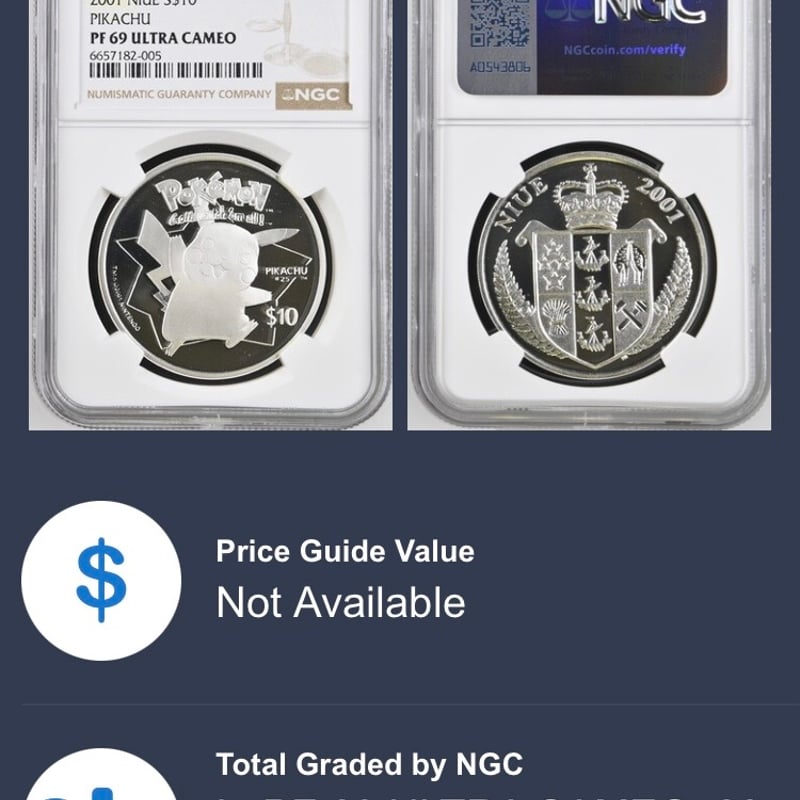NGC鑑定PF69】 ニウエ 2001年 ポケモン ピカチュウ 10ドル銀貨