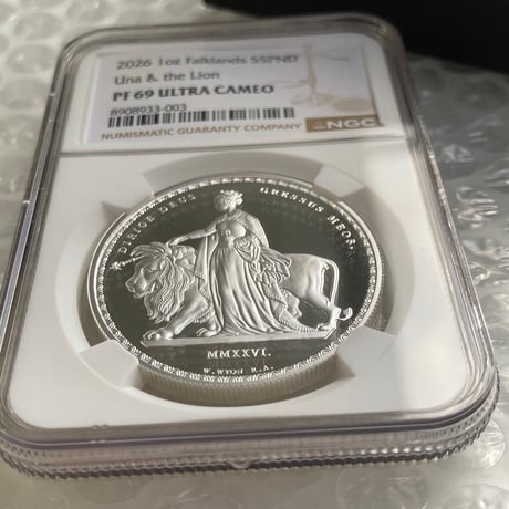 2026年 NGC鑑定PF69 フォークランド諸島 ウナとライオン 1オンス銀貨 シルバー プルーフコイン イギリス Una Lion