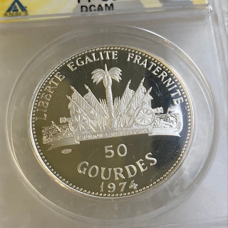 1974年 ハイチ 貝を持つ少女 マーメイド 50グールド銀貨 シルバー プルーフコイン ANACS鑑定PF60DCAM Haiti GOURDES