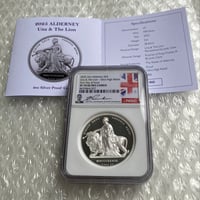 【2oz・FDI・UHR・COA用紙あり】 NGC鑑定PF70+発行即日鑑定 ウナとライオン 2025年 イギリス領オルダニー島 ウルトラハイレリーフ 2オンス銀貨 シルバー プルーフコイン