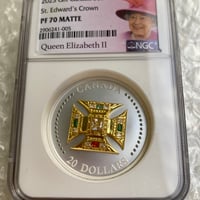 NGC鑑定PF70 カナダ造幣局 聖エドワード王冠・クラウン銀貨 2023年 マットプルーフシルバーコイン 20ドル ロイヤル カナディアンミント エリザベス女王ラベル