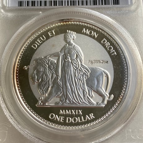 ピエフォー・2オンス版 PCGS鑑定MS68 ウナとライオン 2019年 イギリス領 ヴァージン諸島 2oz 1ドル銀貨 シルバーコイン リバースプルーフ BVI Una Lion Piedfort