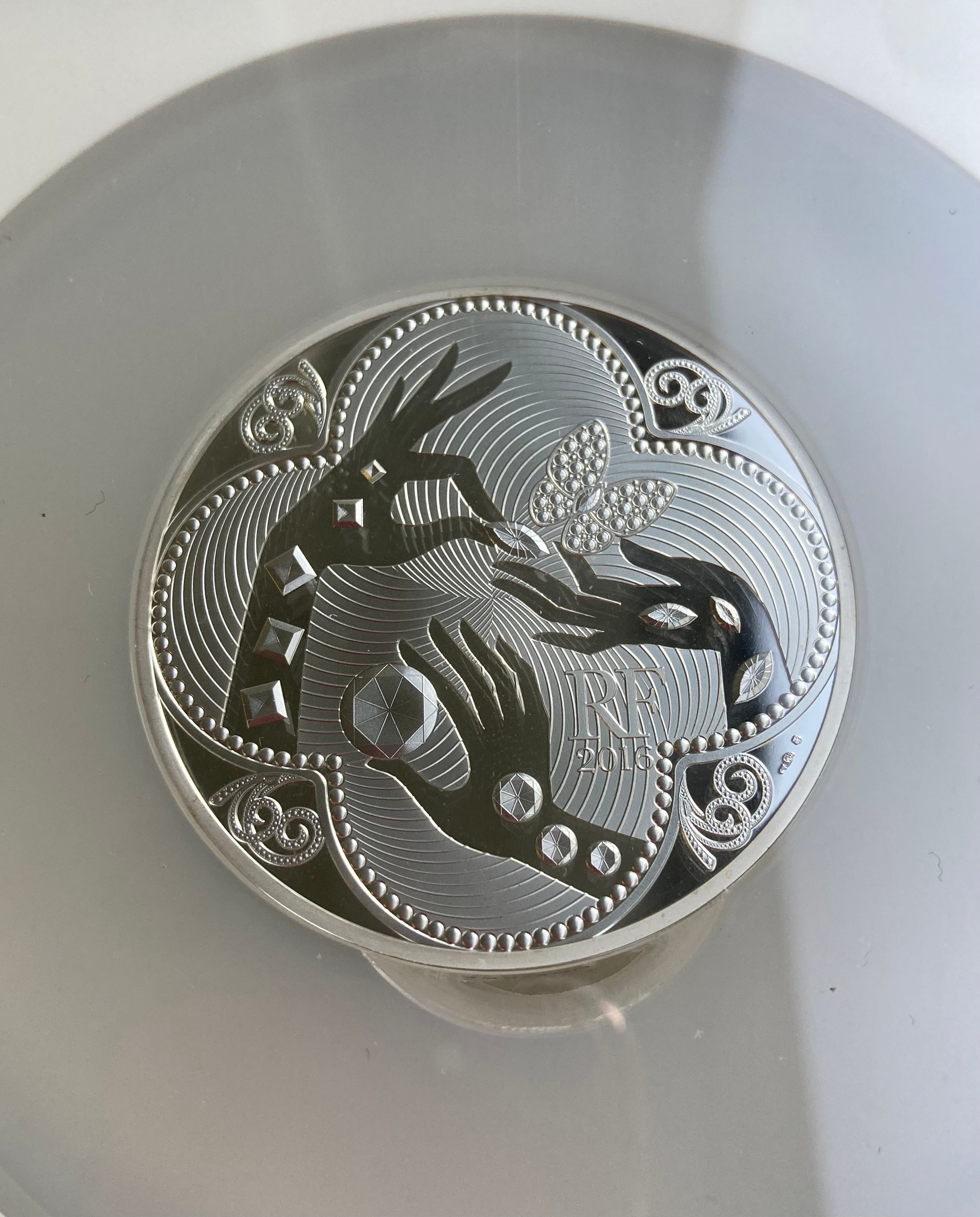 ヴァンクリーフ＆アーペル フランス パリ造幣局 5オンス銀貨 NGC鑑定