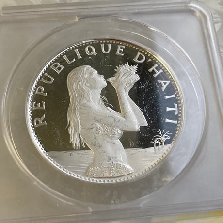 1974年 ハイチ 貝を持つ少女 マーメイド 50グールド銀貨 シルバー プルーフコイン ANACS鑑定PF60DCAM Haiti GOURDES