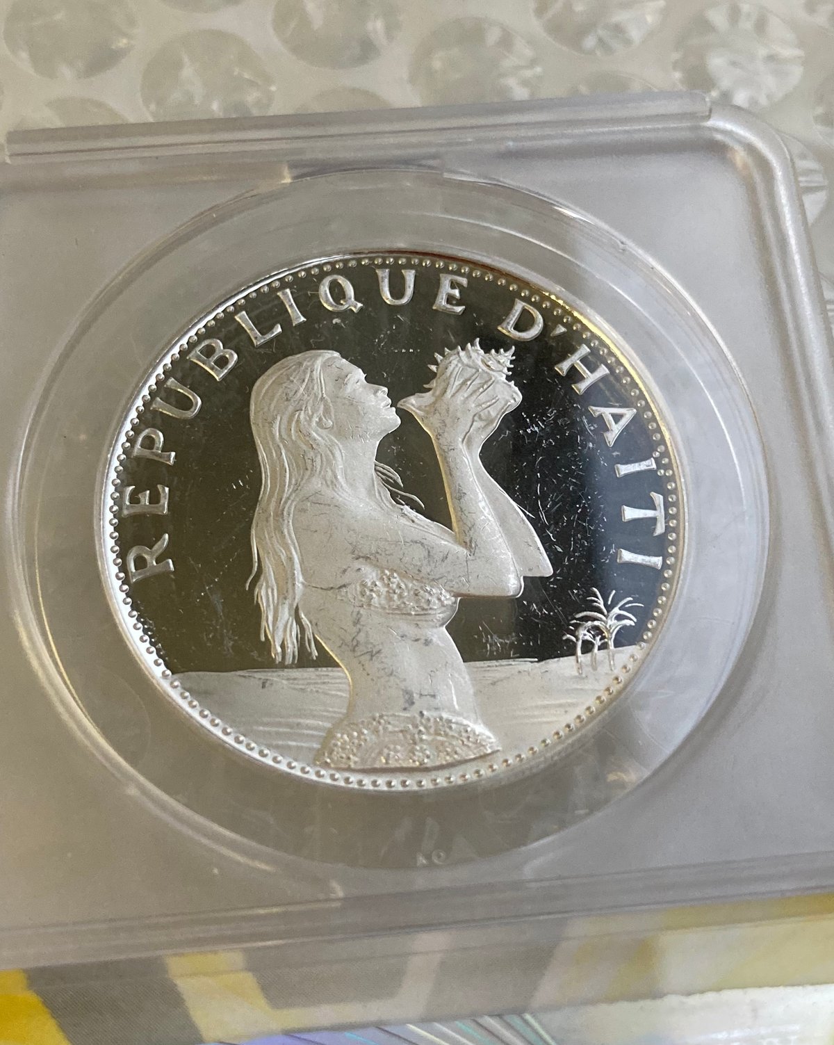 1974年 ハイチ 貝を持つ少女 マーメイド 50グールド銀貨 シルバー