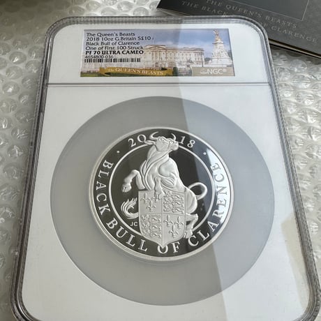 10oz・NGC鑑定PF70 2018年 クイーンズビースト クラレンスのブラックブル 10オンス銀貨 シルバープルーフコイン 初期打100枚 英国 イギリス ロイヤルミント