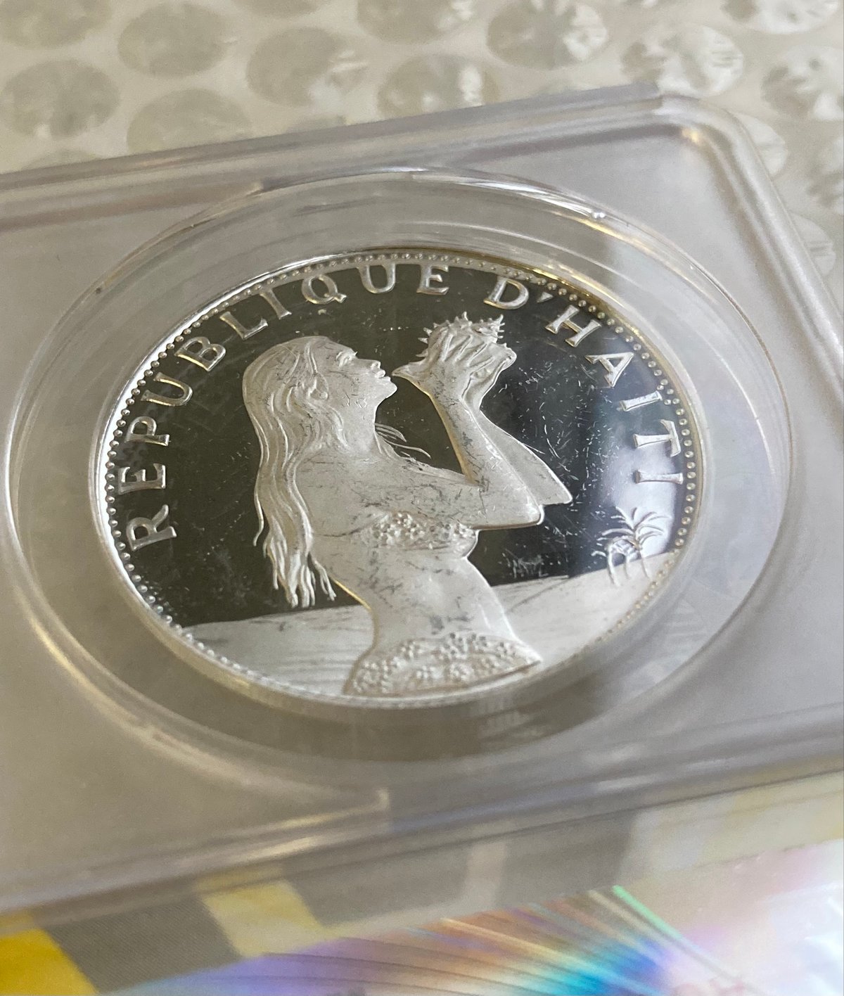 1974年 ハイチ 貝を持つ少女 マーメイド 50グールド銀貨 シルバー