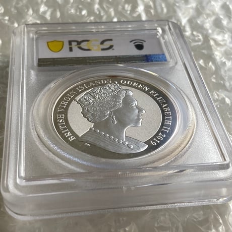 ピエフォー・2オンス版 PCGS鑑定MS68 ウナとライオン 2019年 イギリス領 ヴァージン諸島 2oz 1ドル銀貨 シルバーコイン リバースプルーフ BVI Una Lion Piedfort