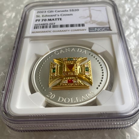 NGC鑑定PF70 カナダ造幣局 聖エドワード王冠・クラウン銀貨 2023年 マットプルーフシルバーコイン 20ドル ロイヤル カナディアンミント