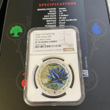 【※箱ケースあり】MTG公式 ブラックロータス ベータ版 マジックザギャザリング NGC鑑定PF70 サモア 1オンス銀貨 シルバー プルーフコイン Black Lotus