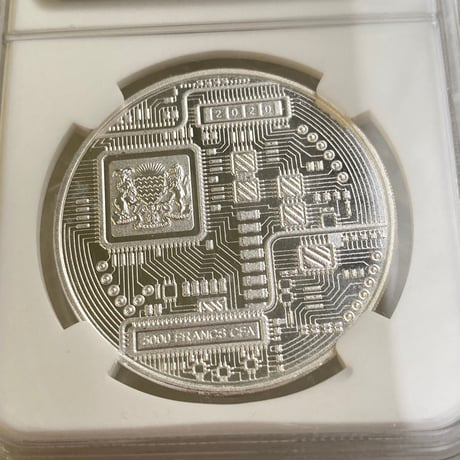 【NGC鑑定PF69】 ビットコイン プルーフ版 チャド共和国 CFAフラン 1オンス銀貨  シルバーコイン 暗号資産 暗号通貨 仮想通貨 クリプトアセット Bitcoin