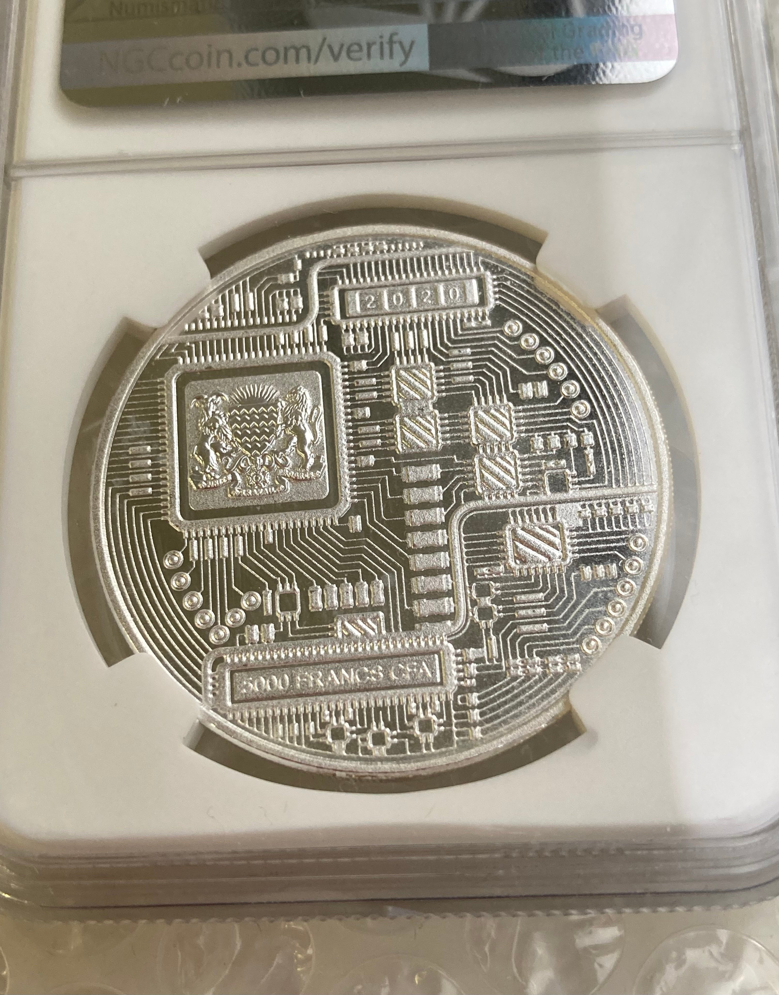 NGC鑑定PF69】 ビットコイン プルーフ版 チャド共和国 CFAフラン 1