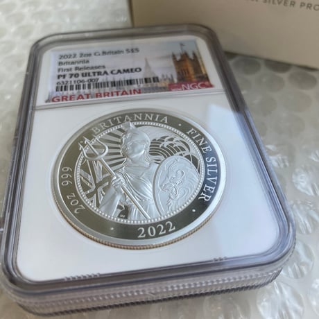 【2oz・最高評価】 NGC鑑定PF70 2オンス銀貨 ロイヤルミント 2022年 ブリタニア銀貨 5ポンド シルバー プルーフコイン Royal Mint Britannia