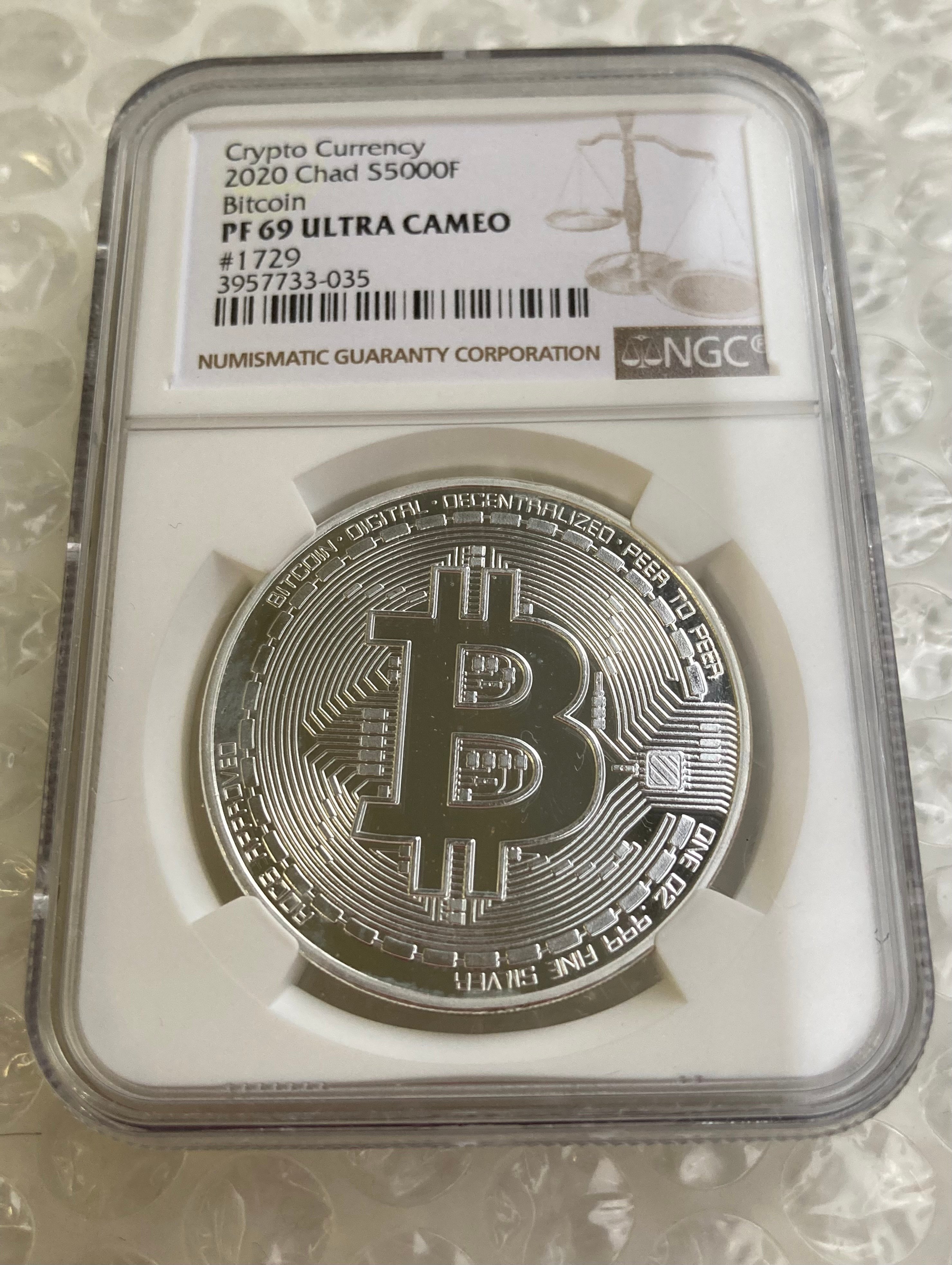 【純銀】ビット　1オンス　チャド共和国 NGC鑑定PF69】 ビットコイン プルーフ版 チャド共和国 CFAフラン 1