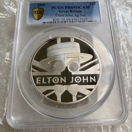 【PCGS鑑定PR69】エルトンジョン 5オンス 10ポンド銀貨 プルーフコイン シルバー 2020年 英国 イギリス ロイヤルミント elton john royal mint
