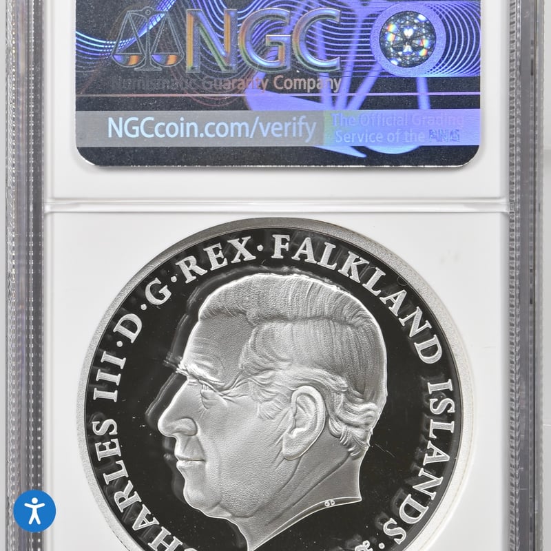 7月下旬発送 【枚数レア】 2oz・NGC鑑定PF70+FR 2026年 フォークランド