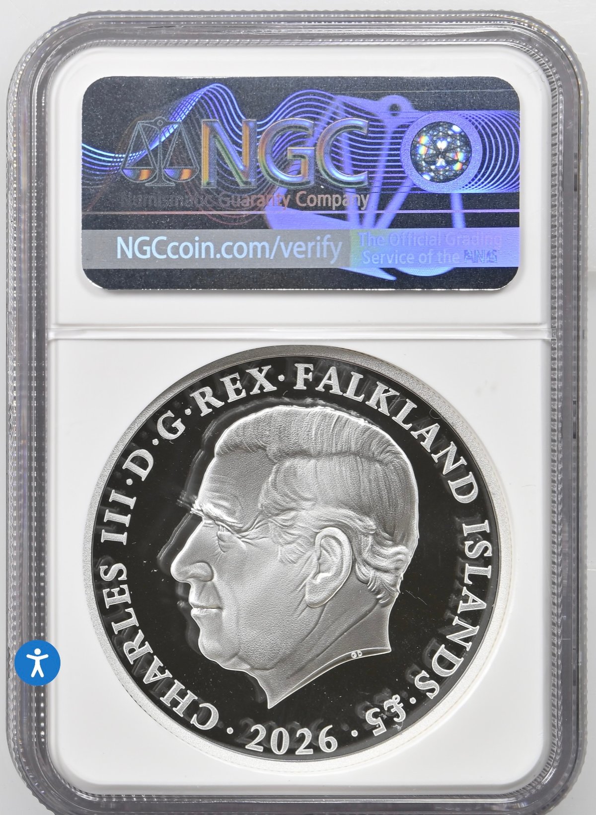7月下旬発送 【枚数レア】 2oz・NGC鑑定PF70+FR 2026年 フォークランド