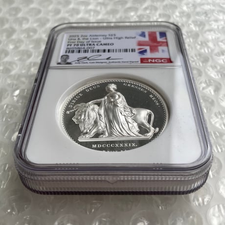 【2oz・FDI・UHR・COA用紙あり】 NGC鑑定PF70+発行即日鑑定 ウナとライオン 2025年 イギリス領オルダニー島 ウルトラハイレリーフ 2オンス銀貨 シルバー プルーフコイン