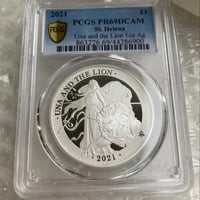 【PCGS鑑定PR69DCAM】 ウナとライオン 2021年 イギリス領セントヘレナ造幣局 1オンス銀貨 シルバー プルーフコイン Una Lion St.Helena